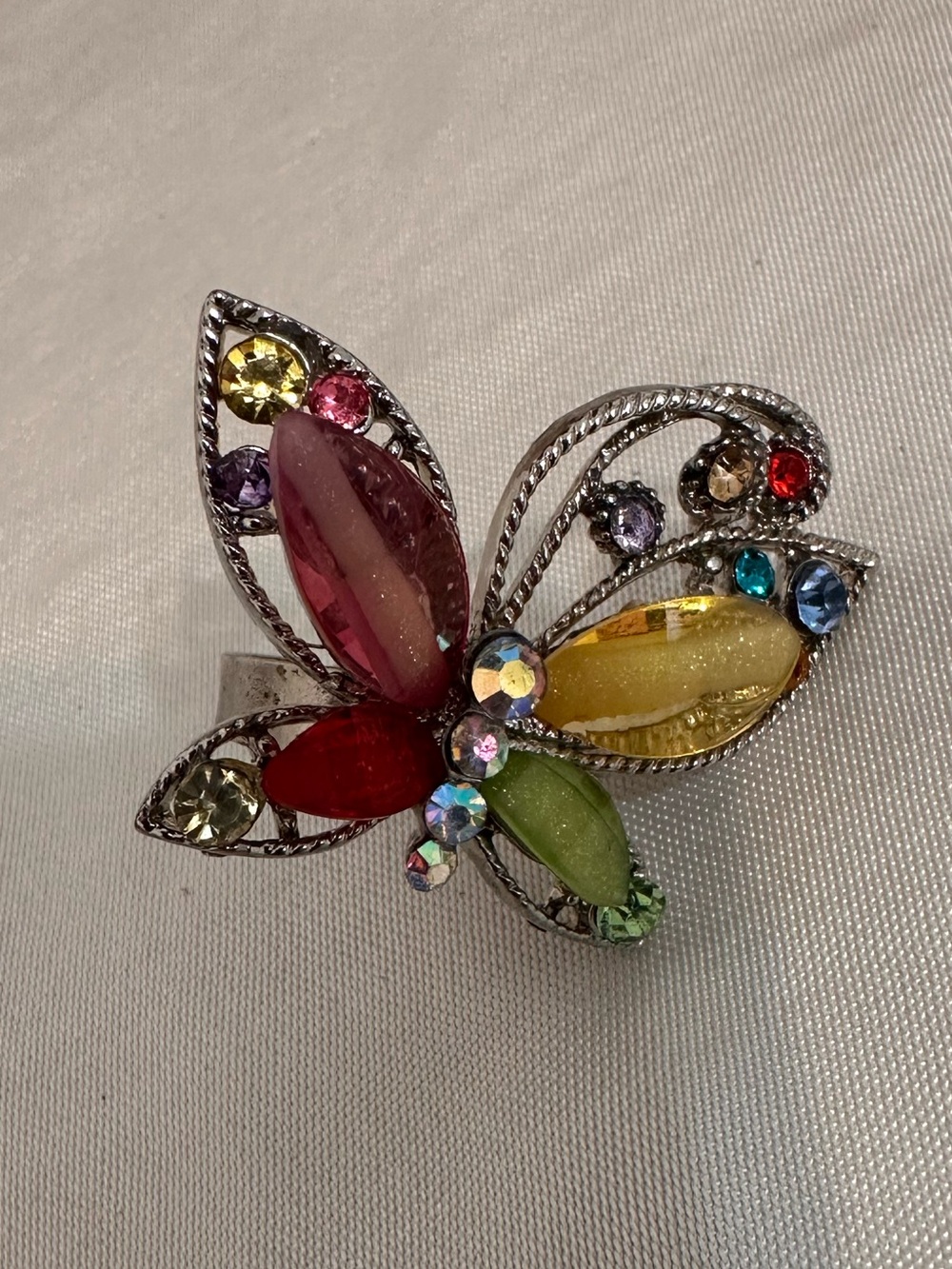 Multicolor Crystal Butterfly Ring - Women's Jewelry